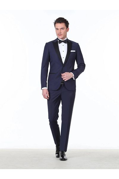 Kip Saks Plain Slim Fit Double Breasted Lapel Woven Tuxedo Suit