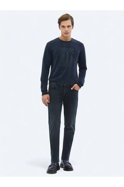 Kip Φούτερ με στάμπα Navy Blue Crew Neck
