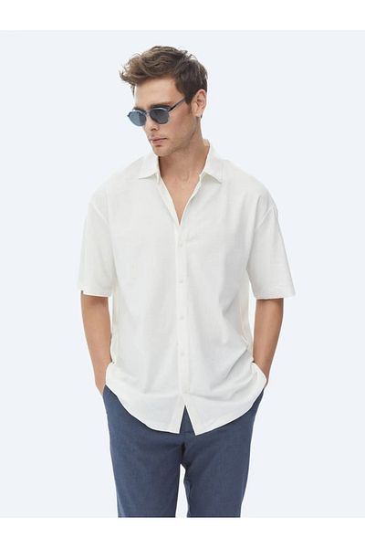 Kip Cămașă albă oversize casual din bumbac