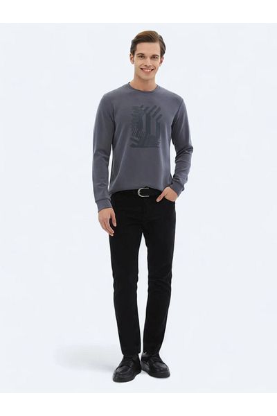 Kip Gray Crew Neck Printed Sweatshirt