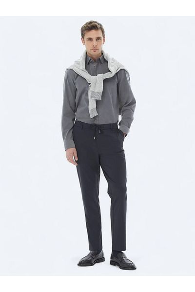 Kip Navy Knitted Jogging Fit Casual Trousers