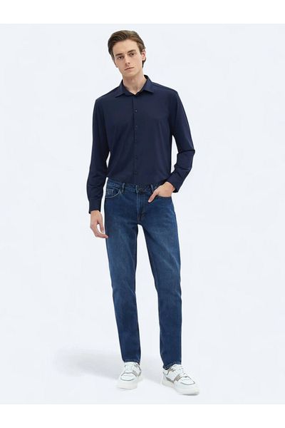 Kip Πουκάμισο Navy Blue Plain Regular Fit Casual