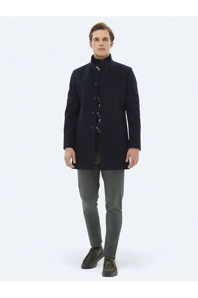 Kip Navy Blue Woven Coat