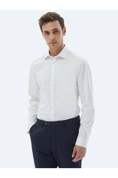 Kip Cămașă clasică 100% bumbac, albă, slim fit