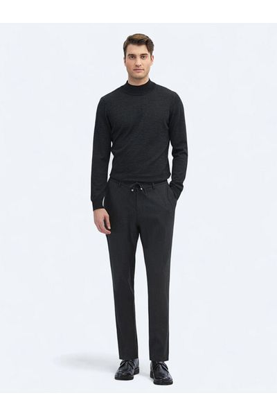 Kip Ανθρακί πλεκτό Jogging Fit Casual Παντελόνι