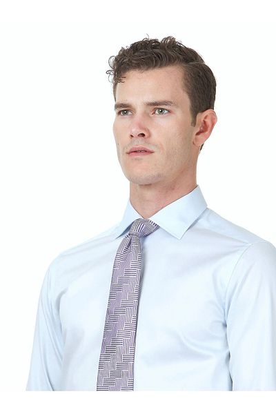 Kip Светлосиня обикновена тънка тъкана класическа риза от 100% памук