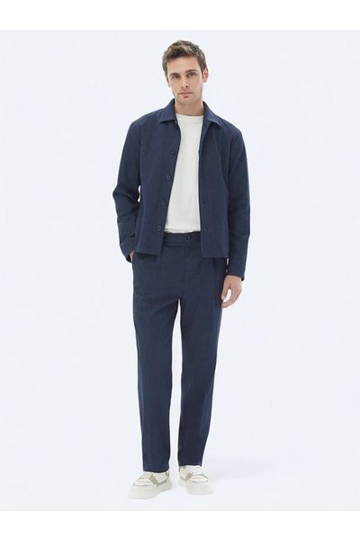 Kip Navy Blue Modern Fit Cotton Suit