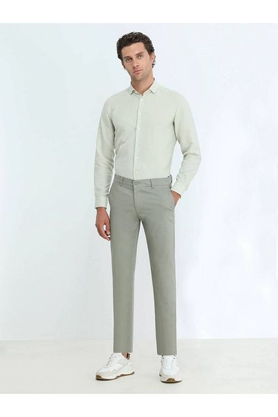 Kip Men's Light Khaki Plain Woven Trousers KP10120725