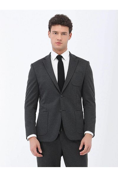 Kip Anthracite Slim Fit Knitted Suit