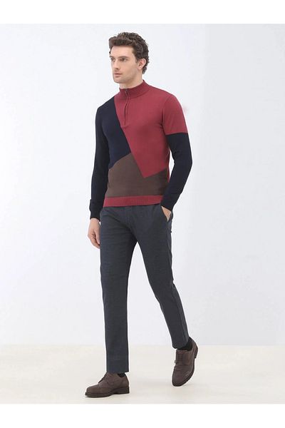 Kip Pulover din tricotaj cu model pe jumătate de gât șurub