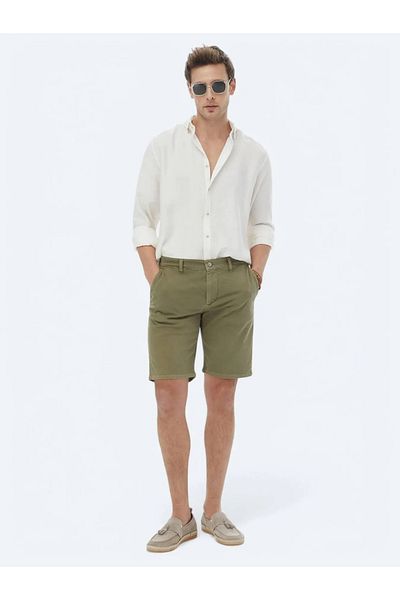 Kip Χακί Slim Fit Casual Βερμούδες - Μείγμα βαμβακιού