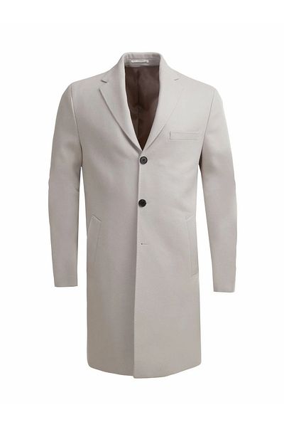 Kip Πλεκτό παλτό Mono Collar Regular Fit με ένα σχιστό μαλλί κλασικό πέτρινο