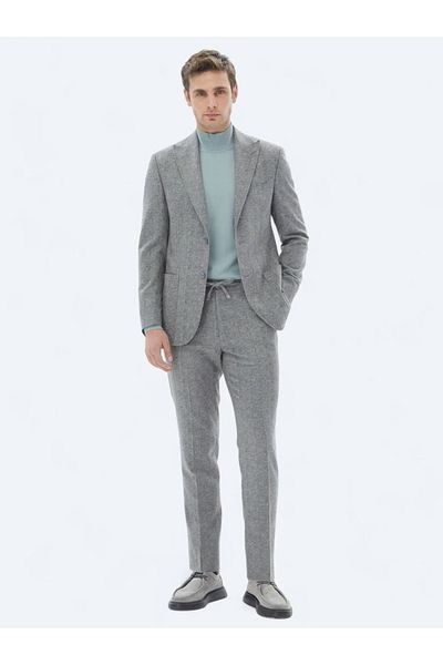 Kip Modern Fit Gray Striped Wool Blend Suit