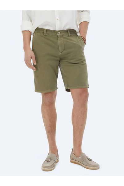 Kip Χακί Slim Fit Casual Βερμούδες - Μείγμα βαμβακιού