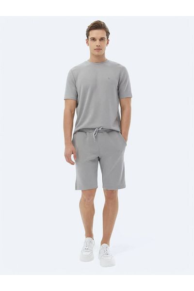 Kip Γκρι Απλό Πλεκτό Jogging Fit Casual Βερμούδες