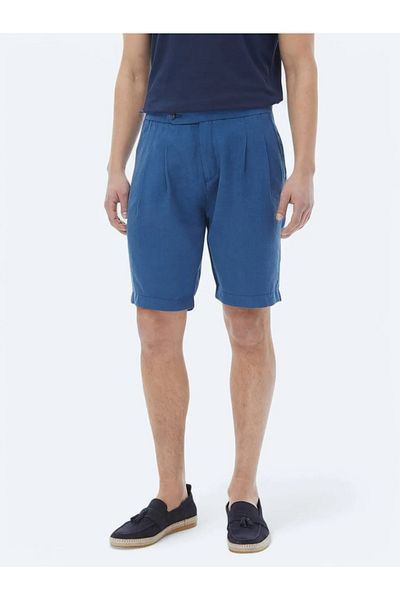 Kip Μπλε υφαντό Carrot Fit Casual Bermuda