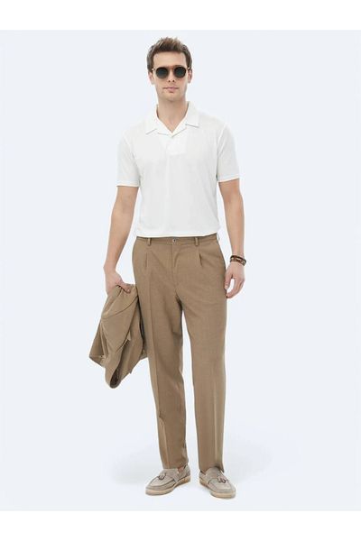 Kip White Cuban Collar Plain T-Shirt