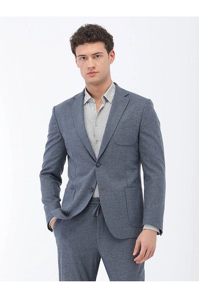 Kip Blue Striped Modern Fit Suit