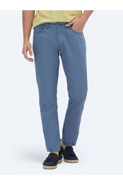 Kip Dark Blue Denim Slim Fit - Cotton Blended Casual Trousers