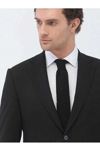 Kip Black Striped Modern Fit Suit