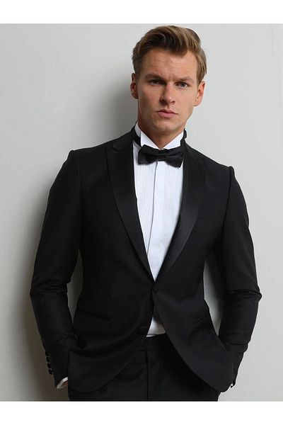 Kip Black Slim Fit Double Breasted Collar Tuxedo Dress Set