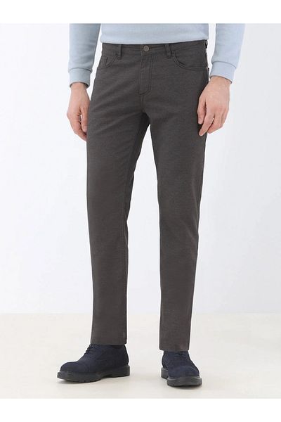 Kip Brown Slim Fit Casual Cotton Blend Pants