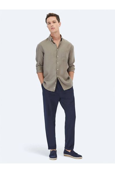 Kip Πουκάμισο Casual με απλή ύφανση Dark Mink