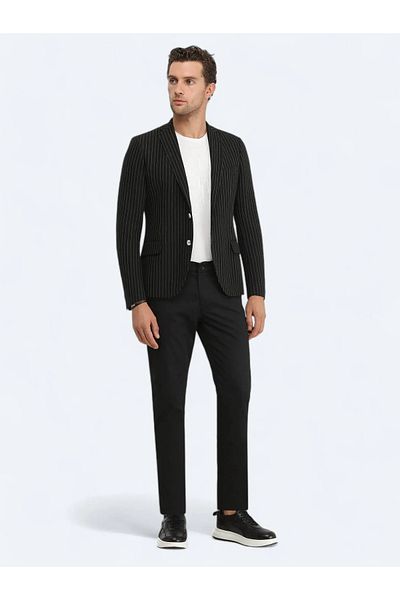 Kip Μαύρο ριγέ Slim Fit Jacket