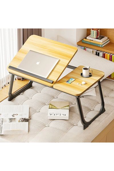 Viyogo Masa pliabila pentru laptop cu suport pentru pahar, reglabila pe inaltime 5 pozitii, natur
