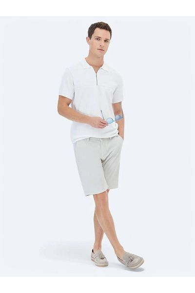 Kip Jacquard White Polo Collar Knitwear