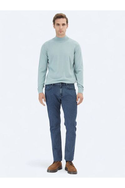 Kip Mint Half Turtleneck Plain Knit Wool Blended Sweater Sweater