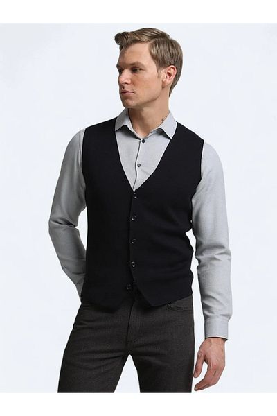 Kip Navy Blue Knitwear Vest