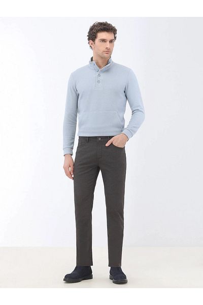 Kip Brown Slim Fit Casual Cotton Blend Pants