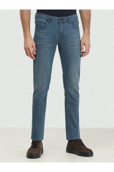 Kip Indigo Slim Fit Denim Cotton Blended Trousers
