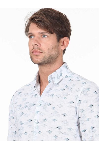 Kip Πουκάμισο Casual 100% βαμβακερό με στάμπα με μέντα