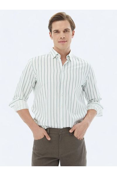 Kip Πουκάμισο Casual Fit 100% βαμβακερό χρώμα μέντας