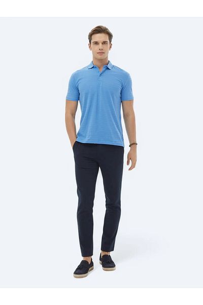 Kip Μπλουζάκι Polo Neck Blue Jacquard 100% βαμβάκι