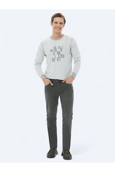 Kip Pulover din tricotaje din amestec de bumbac cu model gri
