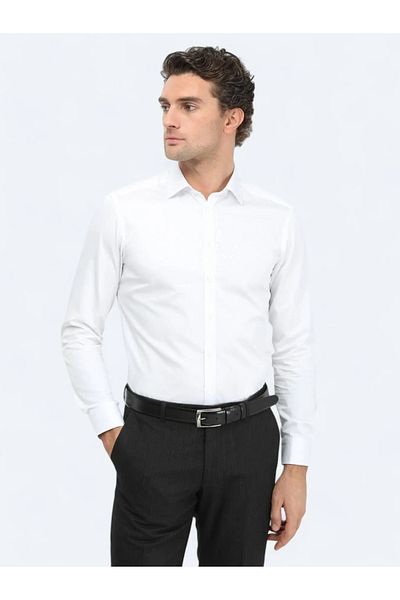 Kip Cămașă clasică 100% bumbac, albă, slim fit