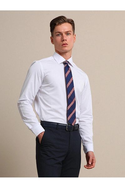 Kip Cămașă clasică albă din bumbac slim fit