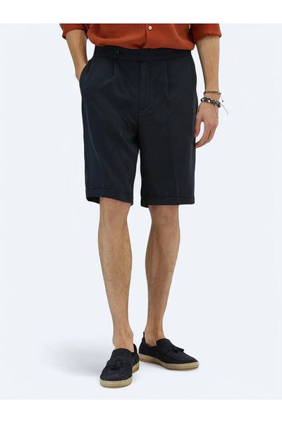 Kip Μπλε Navy Woven Carrot Fit Casual Βερμούδες