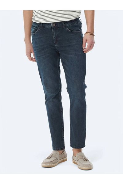 Kip Παντελόνι με τζιν-βαμβακερό μείγμα Navy Blue Slim Fit