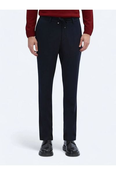 Kip Navy Knitted Jogging Fit Casual Trousers