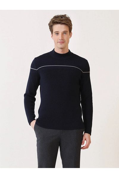 Kip Πλεκτό πουλόβερ Indigo Half Turtleneck ριγέ βαμβακερό μείγμα