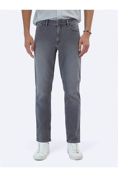 Kip Gray Slim Fit Denim Cotton Blended Trousers