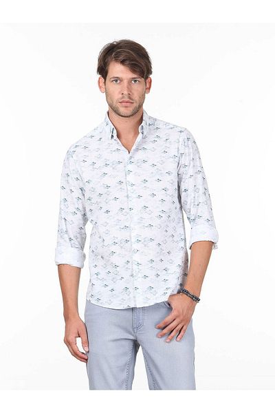 Kip Πουκάμισο Casual 100% βαμβακερό με στάμπα με μέντα