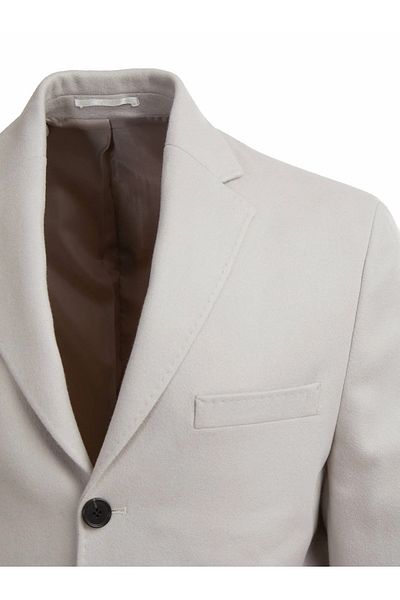 Kip Πλεκτό παλτό Mono Collar Regular Fit με ένα σχιστό μαλλί κλασικό πέτρινο