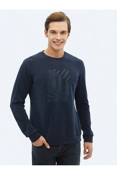 Kip Φούτερ με στάμπα Navy Blue Crew Neck