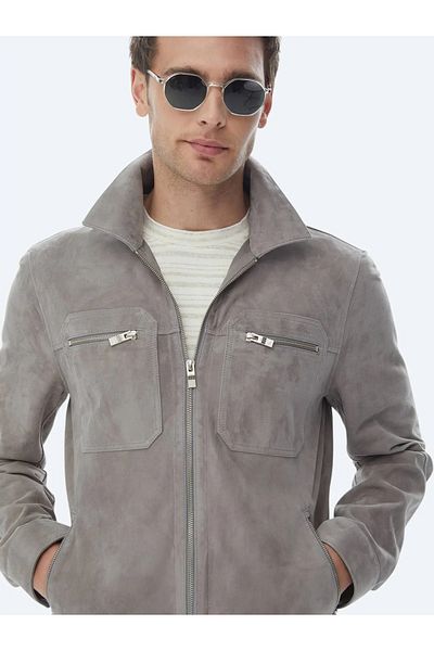 Kip Gray Leather Coat
