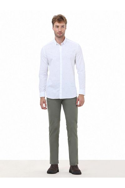 Kip Nile Green Printed - 100% βαμβακερό πουκάμισο με κανονική εφαρμογή